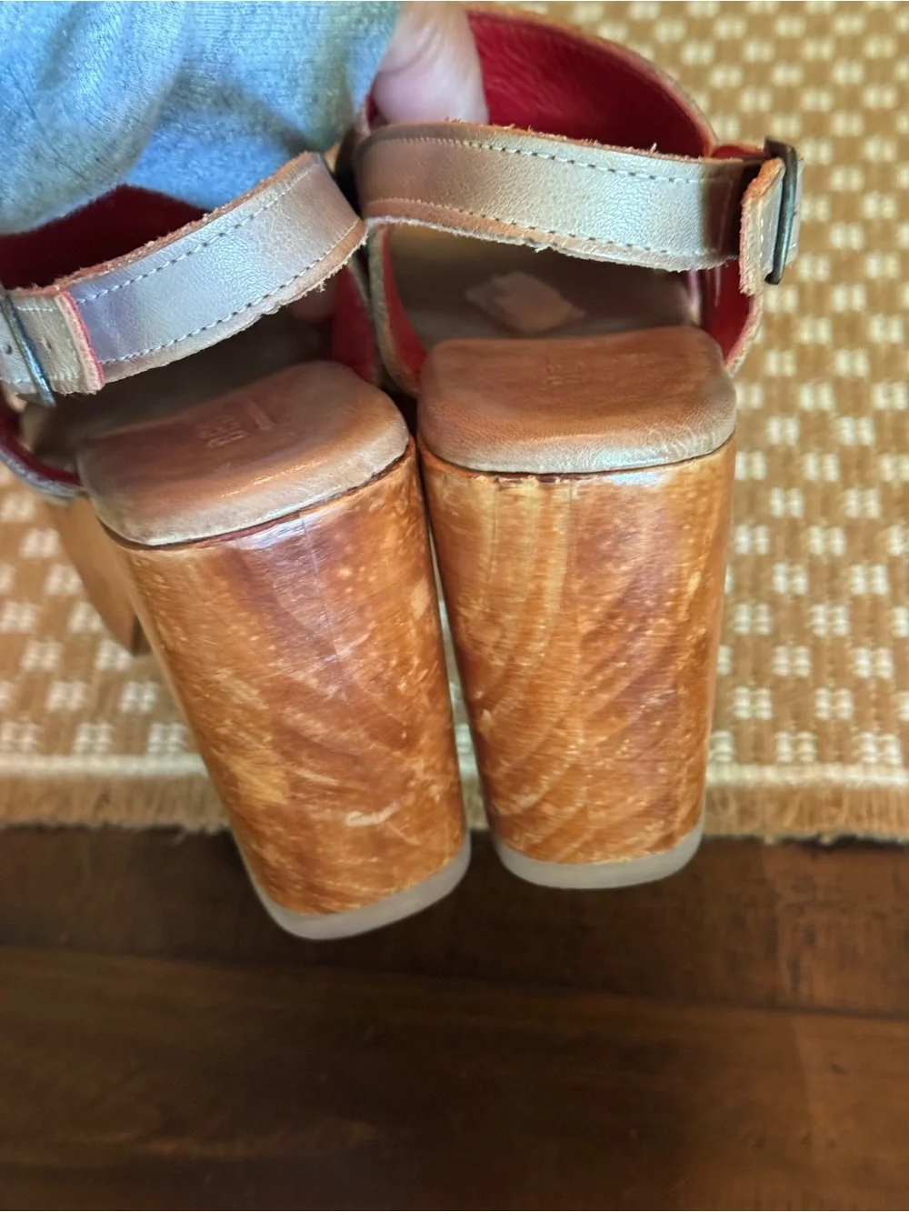 Bedstu Womens Fontella Wood Platform Slingback Sandal Sz 8.5 Boho Country Chic